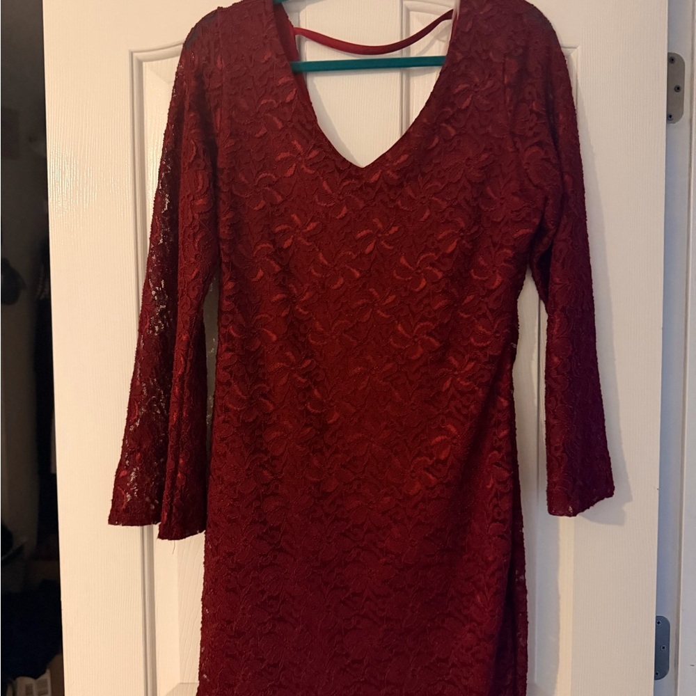 Charlotte Russe Elegant Burgundy Lace Dress